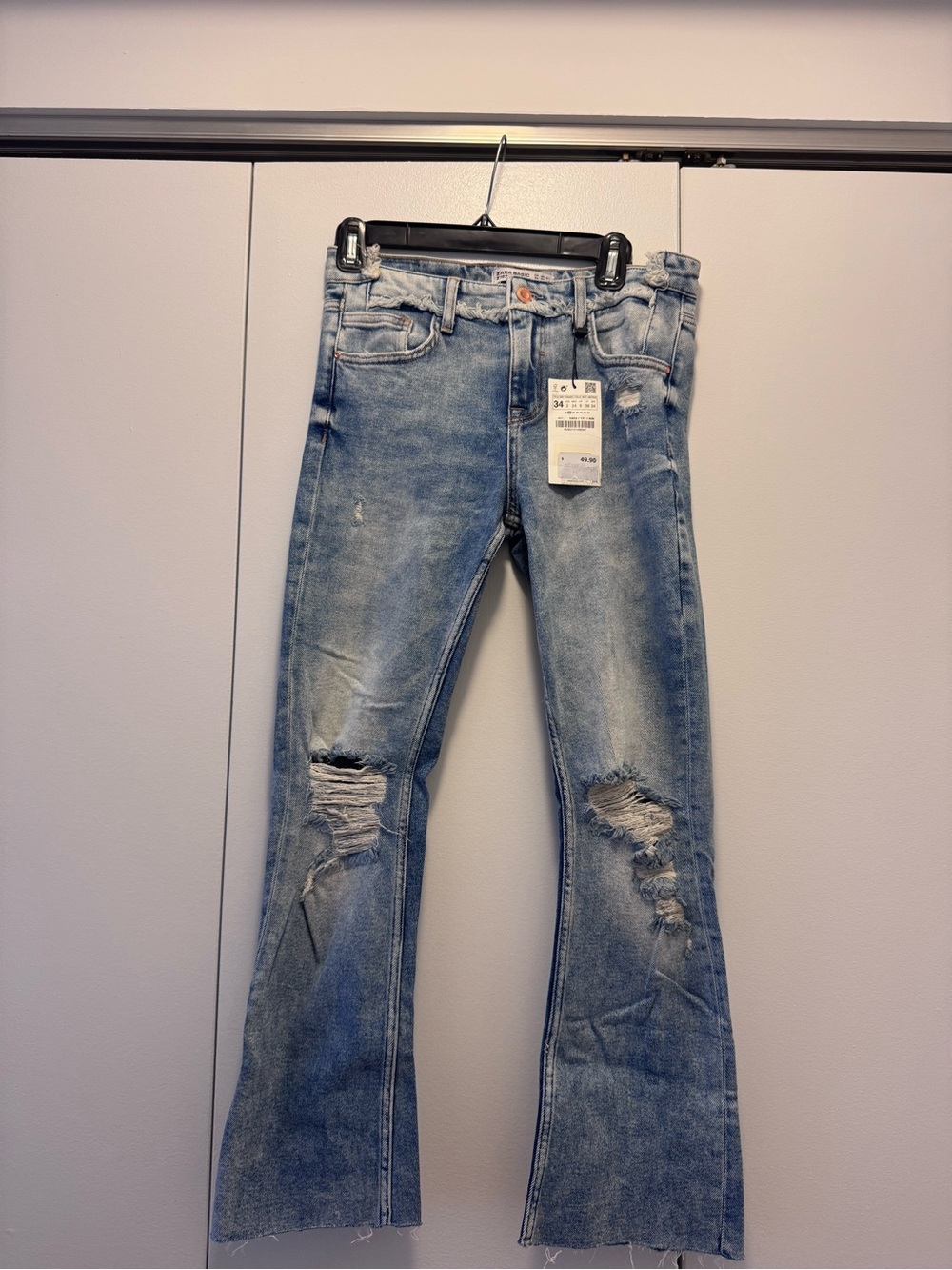 Zara NWT Distressed Light Blue Women’s Jeans - Flare Leg